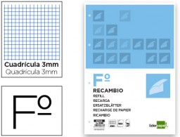 Recambio Liderpapel Din A-4 100h 60g/m² c/3mm. con margen 4 taladros